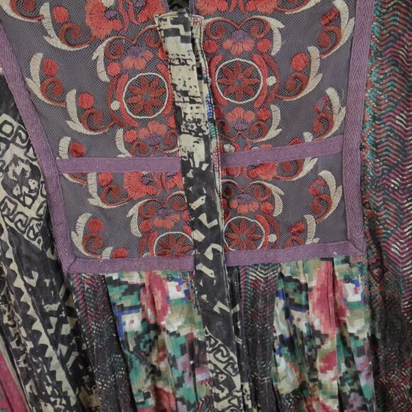 Coldwater Creek Medium Top Lace Embroidered Artsy Boho Multicolor Funky Blouse - Picture 4 of 8